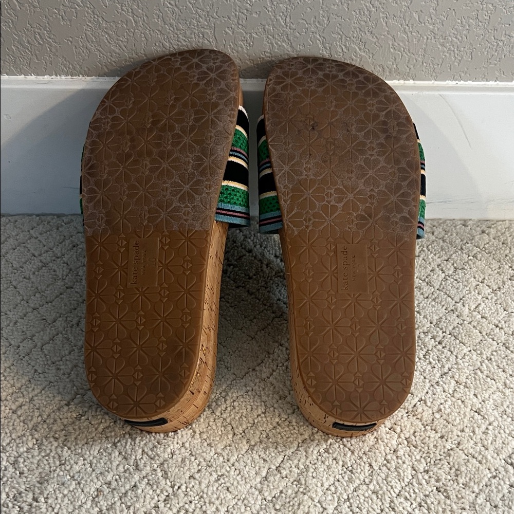 Kate Spade New York Cork Platform Slide Sandals Striped Size 10 - Picture 8 of 8